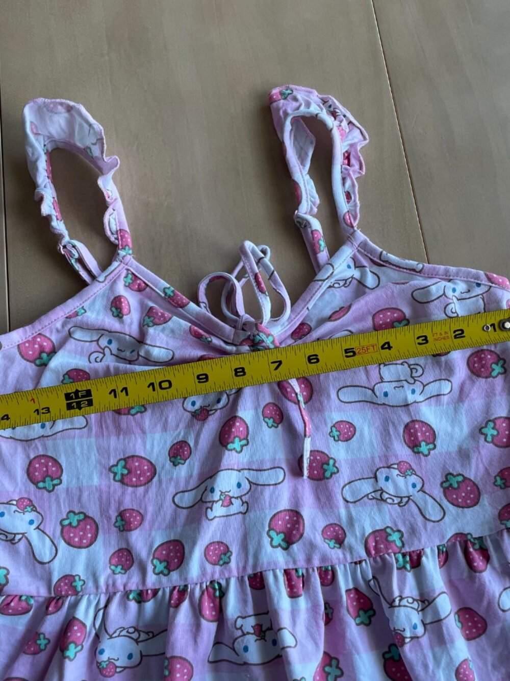 Entire Closet $5! Cinnamoroll Strawberry Gingham Peplum Junior Girls Pink Cami - Picture 7 of 10